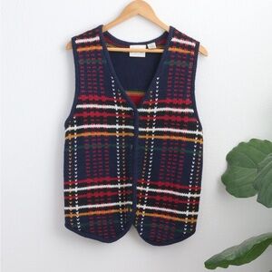 Copper Key Navy Knit Sweater with Multicolor Trim